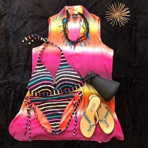 Worthington Neon Vibe Tunic Beach Top